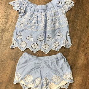 Mud Pie xs baby blue 2 piece